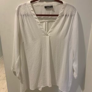White V-Neck Blouse